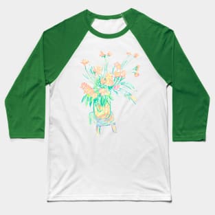 Pantone 2024 Peach Fuzz Floral Bouquet in Yellow Vase Baseball T-Shirt